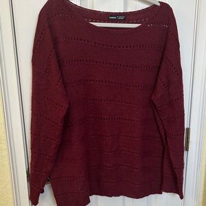 SHEIN Women's Deep Red Knit Sweater